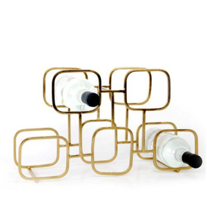 Modern Vintage Wrought Iron Metal Wine <b>Rack</b> Golden Finish Multifunction Tabletop Beverage Holder for Home Kitchen - Product Image 1