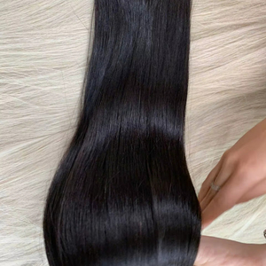 Extensiones de cabello trenzado recto de hueso de fuente virgen de alta calidad Paquetes de Trama humana Remy negro natural-Venta al por mayor - Product Image 2