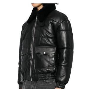 Chaqueta de Invierno Original de Piel de Oveja para Hombre, Cuello Alto, Logotipo Frontal, Ecológica, Servicio OEM, Alta Calidad, Personalizable y Elegante - Product Image 3