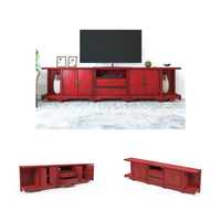 Ensemble de meubles de chambre à coucher Nouveau support de téléviseur écarlate en bois d'acajou mongol avec 2 armoires et tiroirs prêt à expédier depuis l'Indonésie