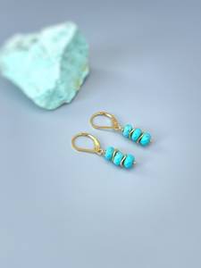 Bijoux en argent 925 personnalisés originaux, boucles d'oreilles en turquoise, simples et élégantes, de haute qualité à prix abordable - Product Image 3