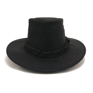 Chapeau en cuir occidental décontracté pour homme, de haute qualité, réglable, noir, pour usage extérieur et équestre, personnalisable, chapeau d'équitation - Product Image 1