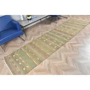 Turkish 2.7x10.1 ft <b>Runner</b> <b>Rug</b>, Vintage <b>Rug</b>, Kilim Brown Floral <b>Rug</b> - Product Image 4