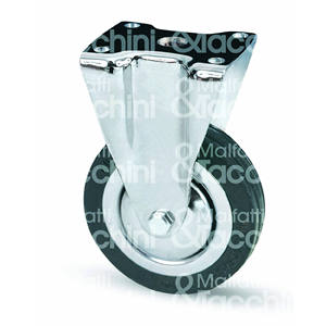 Rueda de goma Art. 155/H con cojinete de soporte de acero, placa cromada fija - Product Image 1