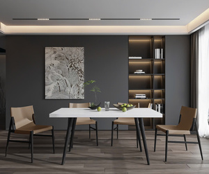 โต๊ะรับประทานอาหารและแผนกต้อนรับส่วนหน้าที่ออกแบบอย่างหรูหรามีโต๊ะคอนกรีตและขาไม้เหมาะสำหรับพื้นที่อยู่อาศัยใดๆ - Product Image 1