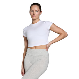 Custom Pattern Design <b>Women's</b> Oversize T-<b>Shirt</b> <b>Short</b> <b>Sleeve</b> Crop Top with Multi-Color Logo Printing <b>White</b> Base - Product Image 1