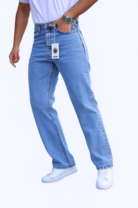 Pantalones Vaqueros de Mezclilla para Hombre, Corte Slim Fit, Elásticos, Rectos, Cintura Media, Lavado Vintage, Desgastados, Cómodos para un Estilo Casual, con Logotipo Personalizado - Product Image 3