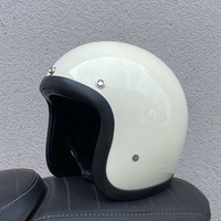 Casque de moto rétro vintage jet semi-ouvert en fibre de verre