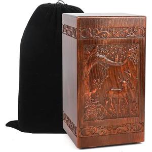 Caja de urna para adultos de cremación funeraria con ala en ángulo grabada para cenizas humanas con bolsa de terciopelo gratis - Product Image 5