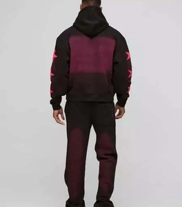 Chándal personalizado de algodón 100% para hombre, pantalones de chándal desgastados con lavado ácido y Sudadera con capucha de talla grande de peso pesado para invierno - Product Image 2