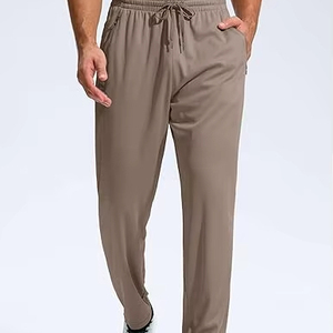 Pantalon de survêtement pour homme avec poches zippées Pantalon athlétique en maille légère pour homme avec fond ouvert Workout Gym Running - Product Image 3