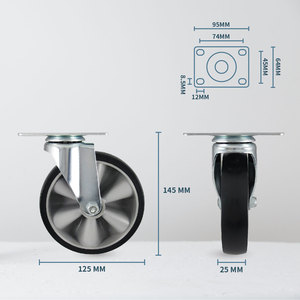 Roues de remplacement pour chariot, 125 mm, sans chaleur de compression, en caoutchouc thermoplastique TPR, robustes, avec cadre en acier métallique - Product Image 2