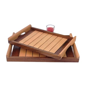 Plateau de service fait à la main personnalisé en bois naturel au meilleur prix pin hêtre acacia nourriture thé plateaux de service avec poignées - Product Image 6