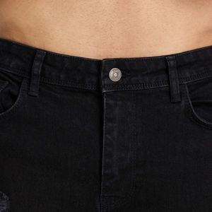 Pantalones vaqueros ajustados desgastados para hombre, vaqueros negros resistentes con aspecto rasgado, ajustados, cómodos pantalones vaqueros urbanos de estilo urbano para hombre - Product Image 3