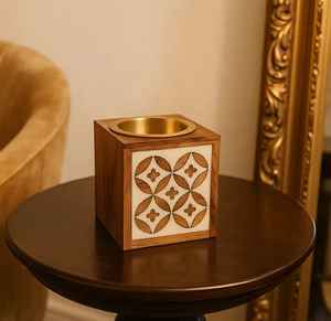 Luxurious Arabic Handcrafted Acacia Wood Resin Bakhoor Burner for Home Decor Religious Diamond Pattern <b>Oud</b> <b>Incense</b> Holder - Product Image 2