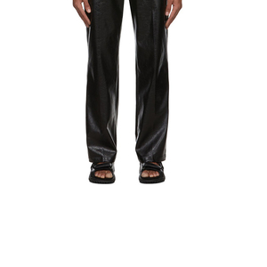 Venta al por mayor de moda Slim Fit PU pantalones de cuero ligero de cintura alta estilo Hip Hop con botón Fly Cierre OEM Servicio disponible - Product Image 3