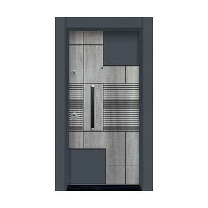 Puerta de Seguridad Exterior Moderna de Acero Gris de Lujo con Manija de Acero Inoxidable, Diseño Impermeable y Antirrobo - Product Image 1