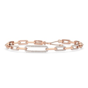 Elegante pulsera de oro rosa de 10 quilates elaborada con diamantes cultivados en laboratorio Diseño de barra enlazada Ideal para joyería de lujo diaria - Product Image 1