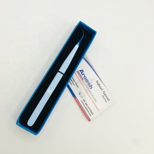 แหนบต่อขนตาสีฟ้าแบบพลาสม่า45องศาเคลือบสีฟ้าอ่อนทำจากสเตนเลสทนทาน - Product Image 3