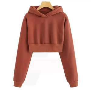 Sudadera con capucha de forro polar de invierno para mujer, de hombros caídos, corta, lavada, estilo oversize, streetwear, con logo personalizado, venta al por mayor directa de fábrica - Product Image 4