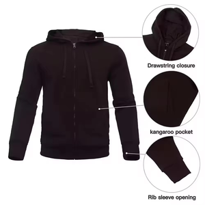 Sweat à capuche zippé noir à la mode et ensemble de joggings pour un style de rue sans effort idéal pour toutes les saisons et activités - Product Image 5