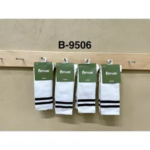 Calcetines de Algodón para Mujer, Estilo Casual, Tejido Transpirable, con Rayas, para Uso Diario, Color Blanco con Rayas Azul Marino, Modelo B-9506 - Product Image 3