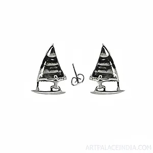 Boucles d'oreilles clous en argent pour femme, forme voilier, serties clos, bijoux fantaisie pour les occasions de fiançailles - Product Image 2