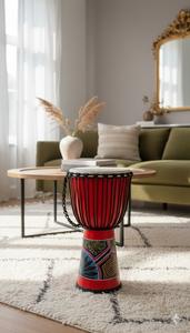 Tambor Djembé Africano Artesanal SOLOBEAT, Bronce B20, Diseño Tribal Rojo, Rendimiento Profesional, 15 kg, 50.8 cm (12) - Product Image 3