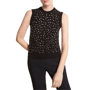 Top in Cashmere Grigio con Decorazioni di Perline della Collezione Michael Kors XS Shell - Product Image 1