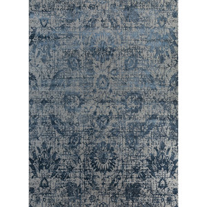 Alfombra Rectangular de Lana y Seda de Bambú Anudada a Mano con Diseño Floral Gris y Negro Kavi, Colección Teoría del Caos - Alfombra para Sala de Estar para Adolescentes - Product Image 1