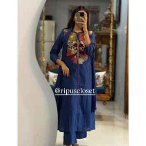 LANZANDO NUEVO DISEÑADOR KURTA PENT CON DUPATTA TELA PURE MUL ALGODÓN CON TRABAJO DE BORDADO - Product Image 1