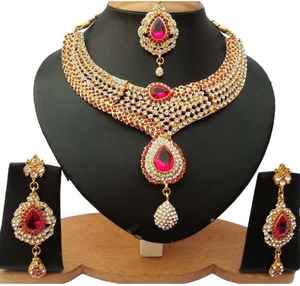 Ensemble de bijoux artificiels traditionnels en alliage plaqué or, fleurs vintage, pour femmes, fiançailles, anniversaire, fête, mariage, collier de mariée - Product Image 1