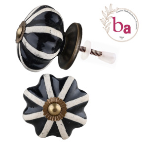 Gravé en détresse noir blanc Melon boutons en céramique polyvalent tiroir armoire cuisine commode chambre extérieur entrepôt Villa - Product Image 1