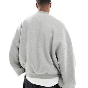 Sudaderas básicas de gran tamaño con logotipo personalizado extremo OEM Crop Boxy Fit Basics Sudadera de algodón de color sólido con cuello redondo para hombre de alta calidad - Product Image 5