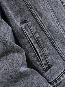 Veste en jean XL tendance de printemps pour hommes avec grande poche vêtements de travail en toile de couleur unie belle veste décontractée teinte unie pour hommes - Product Image 3