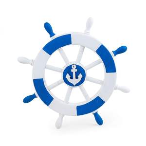 Rueda de barco de madera clásica, pared de dirección náutica, colgante decorativo coleccionable - Product Image 3