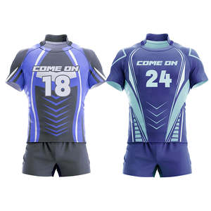 Uniforme de Rugby con Logotipo Personalizado, Conjunto de Jersey Deportivo Clásico Estilo Polo, Talla Ajustable, Rayas Impresas, Cuello Moderno, Sublimación - Product Image 1