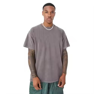 T-shirts surdimensionnés 100% coton délavés à l'acide T-shirts en relief unisexes respirants OEM avec logo et design personnalisés - Product Image 1