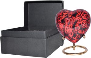 Urna de recuerdo de rosa roja-Mini cremación de corazón con soporte y caja premium-Urna de recuerdo pequeña-Honra a tu ser querido con urna - Product Image 4