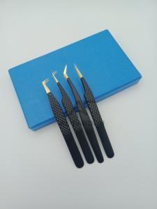 Pince à épiler d'extension de cils avec logo personnalisé en or noir - Product Image 6