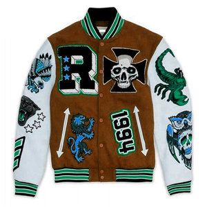 แจ็กเก็ตเบสบอลวินเทจของผู้ชายเสื้อโค้ทเนื้อหนาแบบย้อนกลับได้กันน้ำได้มีขาตั้งตัวอักษรปักลายสัตว์ในฤดูหนาว - Product Image 3