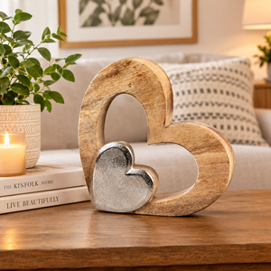 Wholesale Wood and Metal Couple Figurine Inside Heart Shape Frame Romantic Sculpture Home Tabletop <b>Decor</b> <b>Valentine</b> Gift Ornament - Product Image 2