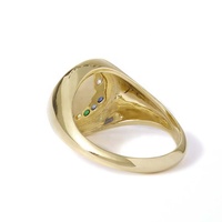 Gemnel Tendance Bijoux De Mode Haute Qualité 18K Plaqué Or Bijoux arc-en-ciel Visage Souriant Diamants et Saphirs Chevalière