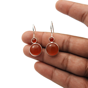 Exclusivo de moda Natural cornalina piedra preciosa 925 plata esterlina sólida pendientes hechos a mano moda fina mujer joyería regalo OEM - Product Image 4