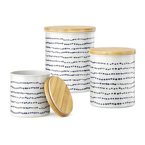 Boîte en métal noir avec couvercle en bois Ensemble de trois récipients faits à la main de haute qualité Couleur personnalisée Vente en gros Nouvelle boîte en métal - Product Image 2