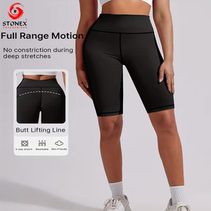 Shorts de yoga premium pour femmes, taille haute, extensibles, respirants, séchage rapide, style hip-hop, en Spandex/Polyester, pour la gym et le fitness - Product Image 3