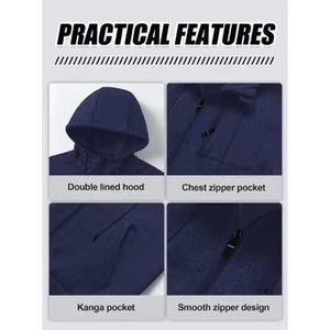 Sweat à capuche à fermeture éclair avec logo personnalisé pour hommes de haute qualité Streetwear en éponge chaud en polaire avec méthodes d'impression anti-rétrécissement et numérique/bouffant - Product Image 4