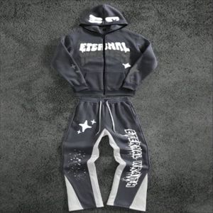 Ensemble sweat à capuche et pantalon de survêtement pour hommes motif solide et lourd délavé à l'acide Streetwear Jogger survêtement avec sérigraphie DTG - Product Image 1