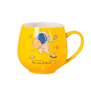 Tazza in Ceramica con Disegni di Astronauti, Capacità 400ml/600ml, Adatta al Microonde, Regalo Aziendale, ODM con Cucchiaio Incluso - Product Image 1