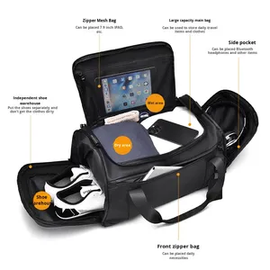 Sac de voyage unisexe de luxe en tissu Oxford avec fermeture éclair, compartiment à chaussures séparé sec/humide, grande capacité, pour sport et fitness - Product Image 2